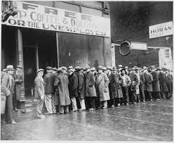 Men waiting in line for employment.