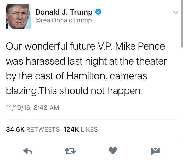 V.P. Elect Mike Pence “Harassed” By Hamilton Cast