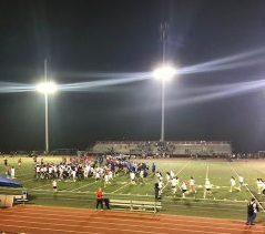 The Thomas Worthington student section runs down onto the field after the Cardinals beat Kilbourne on September 20th. 
