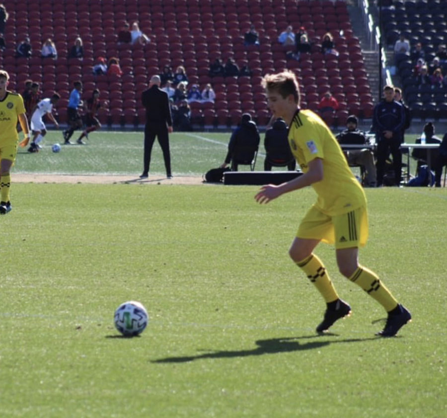 Jacob Stazenski on the field for the playing for Crew Academy