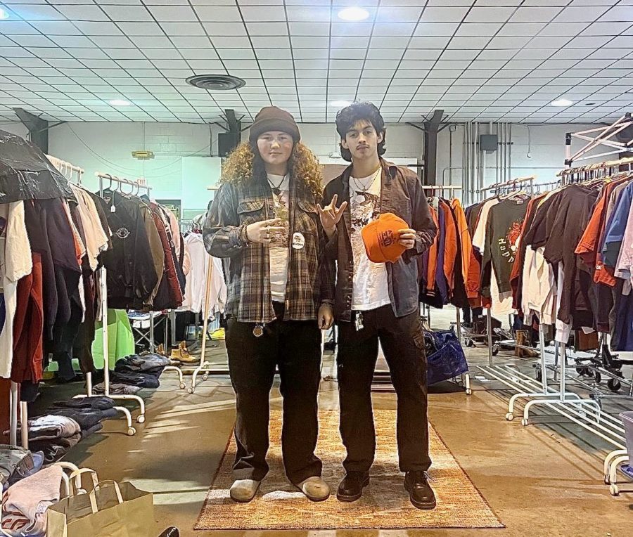 Jesus Rincon (right) with  fellow TWHS student and vintage expert, Joey Pascal, at a recent pop-up. 