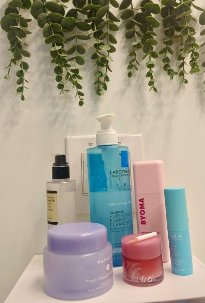 Close up of various skin care products to hydrate the skin during the dry winter
