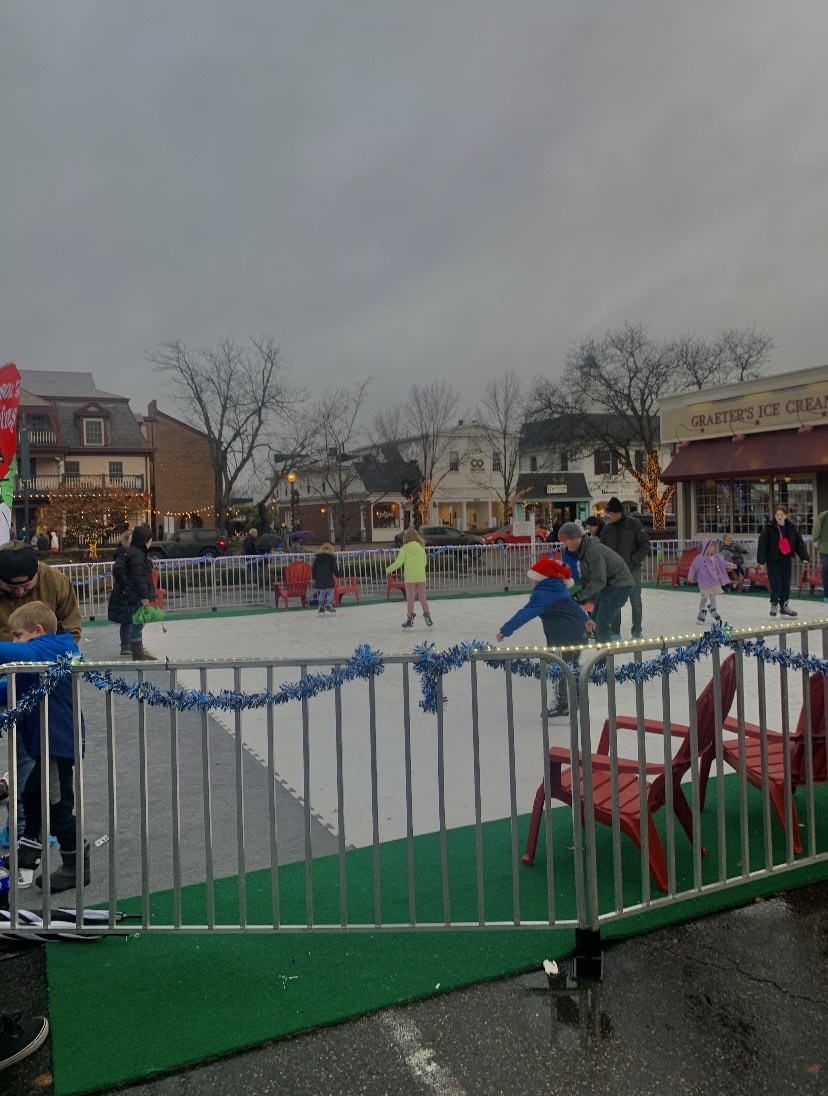 Ice skating in Old Worthington before the annual Christmas tree lighting.