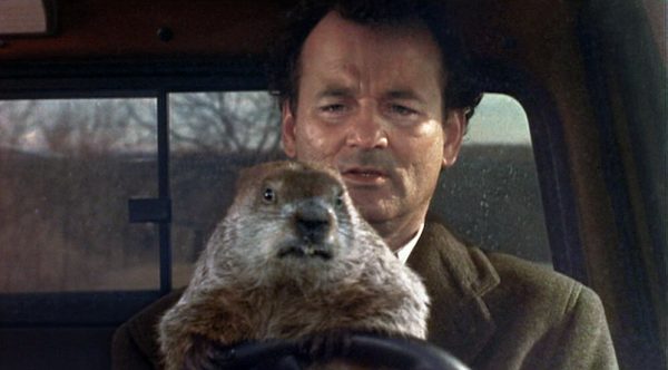 A clip from the movie Groundhog Day staring Bill Murray. 