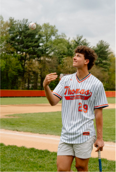 Outfielder, Jacob King posing for his senior pictures in fall of 2023. 