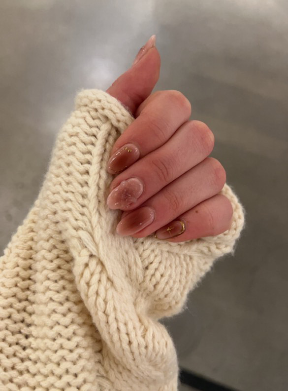 Golden Beige Aura Nails