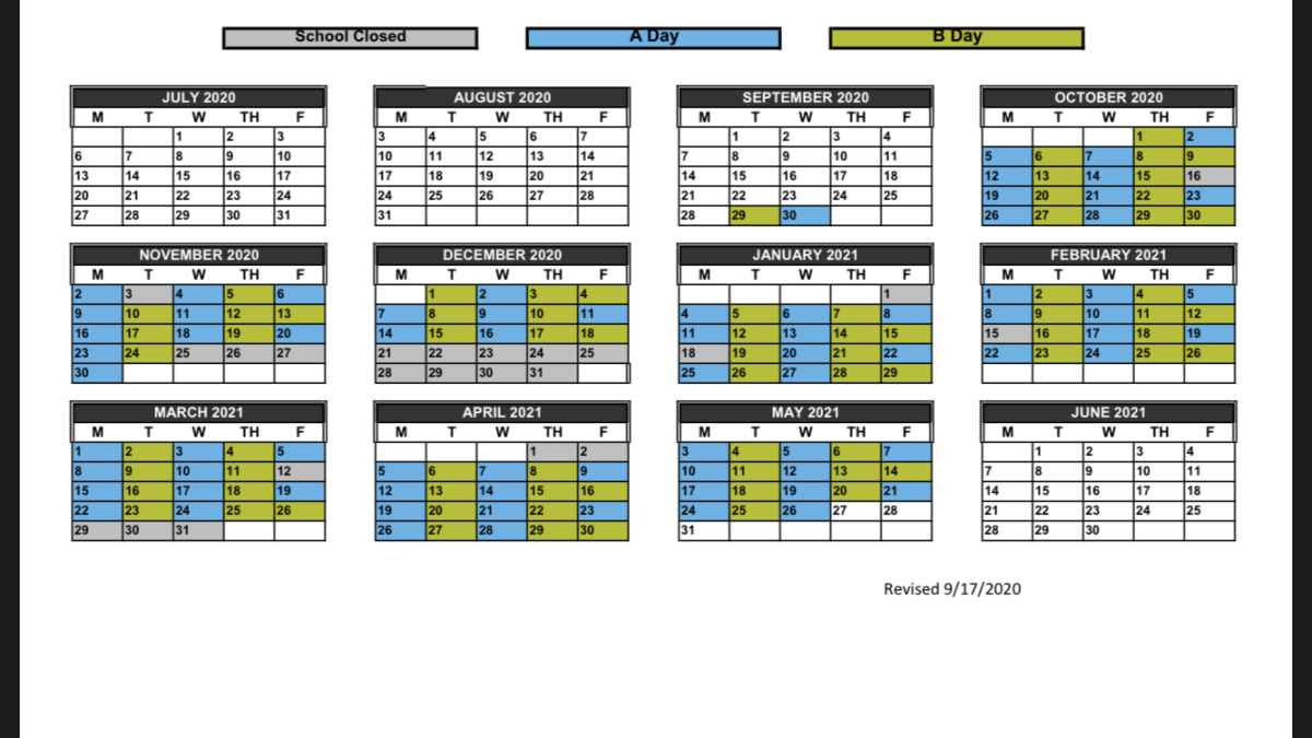 Worthington Schools attendance schedule after the return from lockdown in 2021.