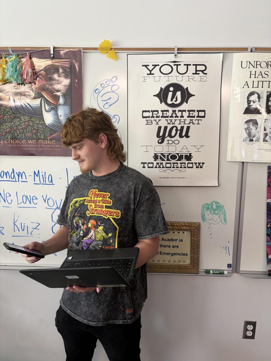 Senior Carson Fritz distracted and unmotivated during class